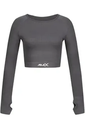 Jelex Sporttop "Amelia" Damen Fitness Langarm Top grau XL