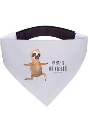 Mr. & Mrs. Panda Hundefliege Faultier Yoga - Grau Pastell - Geschenk, Yogaübungen, mittel, Gelasse, Polyester grau M | 22.5 cm x 22.5 cm
