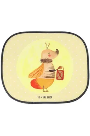 Mr. & Mrs. Panda Sonnenschutz Glühwürmchen - Gelb Pastell - Geschenk, Gute Laune, Sonnenschutz Auto, Seidenmatt, Schöner Look gelb