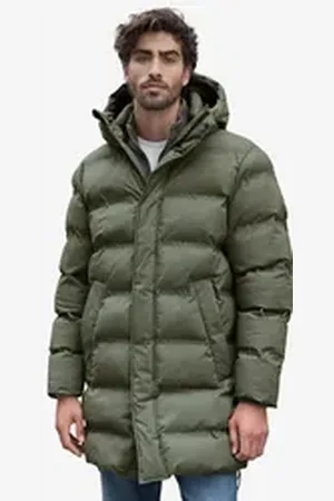 Next Steppjacke Wasserabweisender, langer Puffermantel mit Kapuze (1-St) grün S
