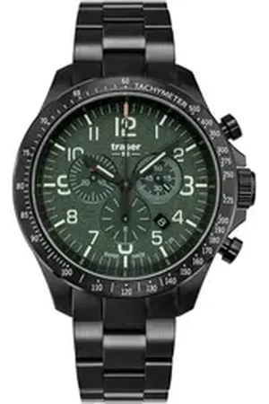 Traser Quarzuhr H3 109464 P67 Officer Chronograph Green Steel Herrenuhr 46mm 10 H3 109464 P67 Officer Chronograph Green Steel Herrenuhr 46mm 10ATM