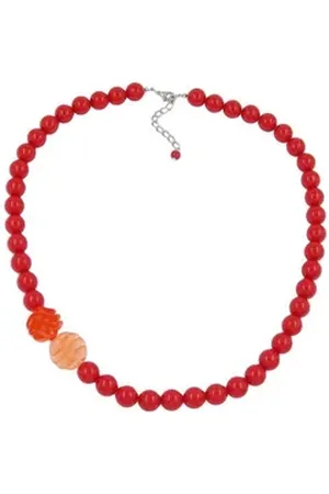 GALLAY Perlenkette 12mm Perlen Kunststoff rot mit Spiralperlen 60cm (1-tlg)