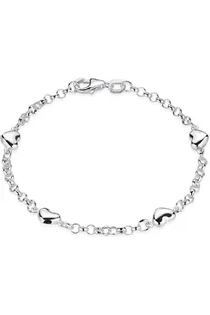 Materia Armkette Kinderarmband Herzen Silber SA-108, 925 Sterling Silber, rhodiniert silberfarben