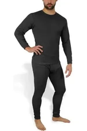 Normani Thermounterhemd Thermo Unterwäsche Garnitur Herren Thermowäsche-Set Langarmshirt und Hose schwarz S