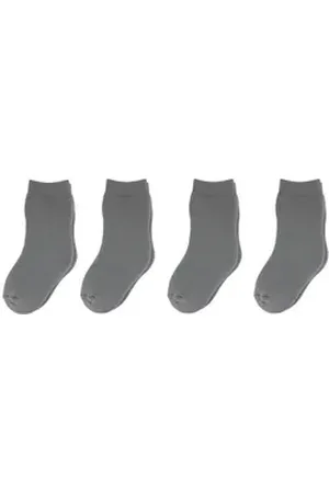 Yalion Kurzsocken ® weiche Kinder Socken mit halbplüsch 4er Pack Elastisch grau EU 17/18