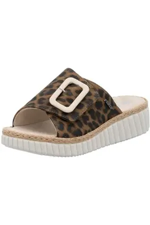 Rieker Pantolette Sommerschuh, Strandschuh, Urlaubschuh, Hausschuh mit Klettverschluss braun 40 EU