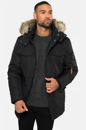 Threadbare Parka mit Kunstfell an der Kapuze schwarz L