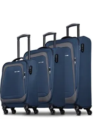 Nowi Trolley Koffer Weichschalenkoffer mit Rollen & Zahlenschloss - M-L-XL SET blau 189 cm
