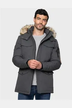 Threadbare Parka mit Kunstfell an der Kapuze grau XL