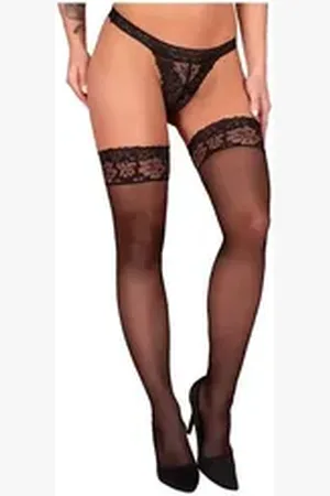 LivCo Corsetti Halterlose Feinstrümpfe LC Indar stockings black - (L/XL,S/M) schwarz L/XL