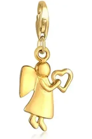 Elli Charm-Einhänger Schutzengel Herz Talisman Glücksbringer 925 Silber, Engel silberfarben