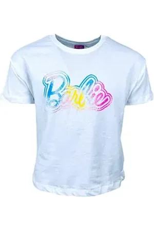 Barbie T-Shirt Mädchen Jersey Kurzarmshirt aus Baumwolle Gr. 104 - 140 cm rosa|weiß 140 cm