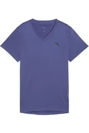 PUMA Trainingsshirt TAD ESSENTIALS T-Shirt mit V-Ausschnitt Damen blau S