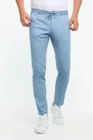 Zuitable Anzughose – Slim Fit Herren Stoffhose mit Tunnelzug - Bügelfalte vorne blau 52