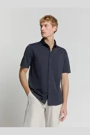 No Excess Langarmhemd Jersey-Hemd blau L