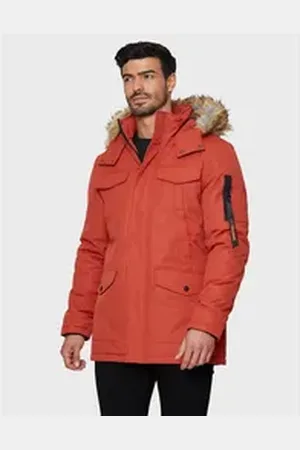 Threadbare Parka mit Kunstfell an der Kapuze rot L