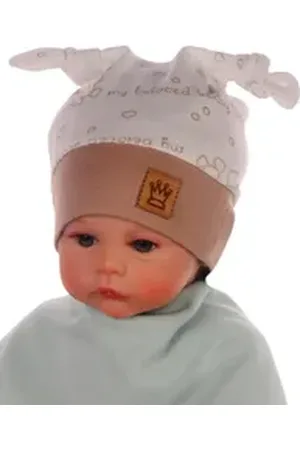 La Bortini Erstlingsmütze Baby Mütze 34 36 38 40 42 Knotenmütze braun 0Mon 34-36