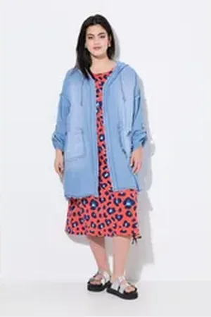 Angel of Style Angel of Style Sommerjacke Jacke softe Jeansoptik Kapuze Rückenprint blau 60
