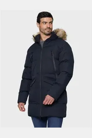 Threadbare Wintermantel (1-tlg) mit kuschelige Kapuze blau XXL
