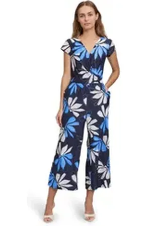 Betty & Co Betty&Co Overall Jumpsuit kurzarm (1-tlg) Falten blau 36