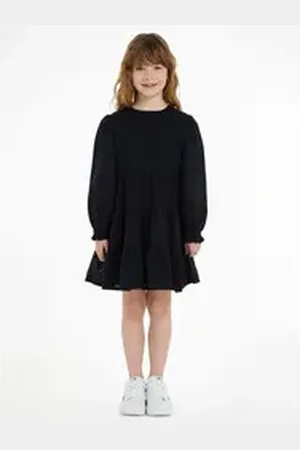 Tommy Hilfiger Volantkleid BRODERIE ANGLAISE DRESS allover in Lochstickerei, mit Volants blau 6 (116)