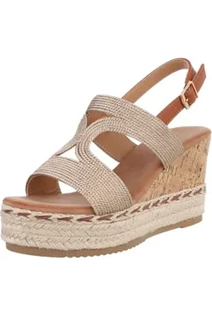 Ital-Design Modische Espadrilles mit Keilabsatz für Damen Plateausandaletten (89372824) Keilabsatz/Wedge Keilsandaletten in Champagner braun 39 EU