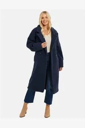 Threadbare Wintermantel THB Sunflower formal coat (1-tlg) mit großem Reverskragen blau 42