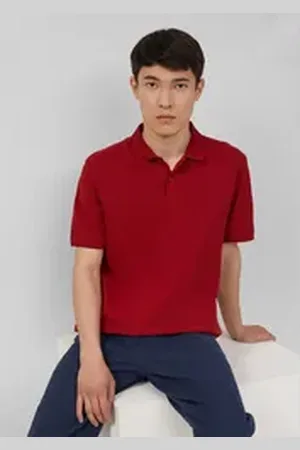 QS by s.Oliver Kurzarmshirt Poloshirt aus Baumwollpiqué Logo rot XL