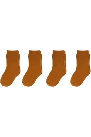 Yalion Kurzsocken ® weiche Kinder Socken mit halbplüsch 4er Pack Elastisch braun EU 17/18