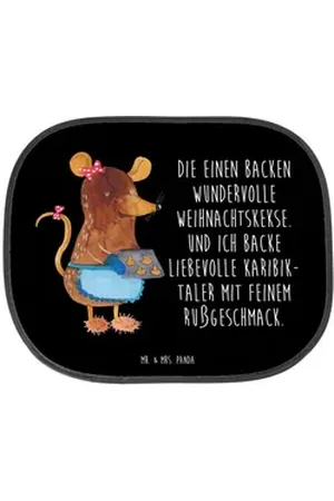Mr. & Mrs. Panda Sonnenschutz Maus Kekse - Schwarz - Geschenk, Weihnachtskekse, Weihnachtsdeko, bac, Seidenmatt, Praktisch schwarz