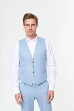 Zuitable Anzugweste – Herren Weste im Karodesign blau 52