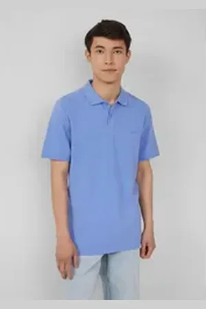 QS by s.Oliver Kurzarmshirt Poloshirt aus Baumwollpiqué Logo blau S