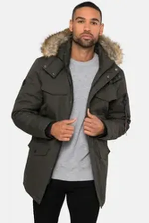 Threadbare Parka mit Kunstfell an der Kapuze braun XXL