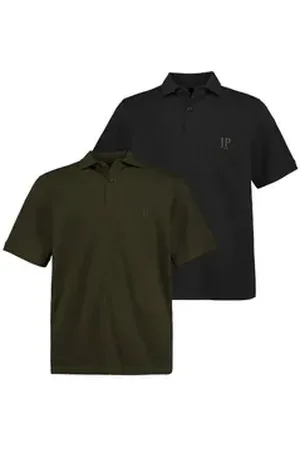 JP 1880 JP1880 Poloshirt Poloshirts Basic 2er-Pack Piqué gekämmte Baumwolle (2-tlg) grün 4XL