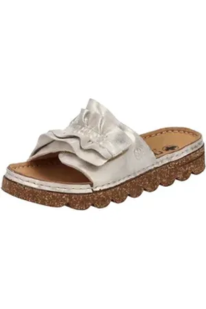 Rieker Pantolette Sommerschuh, Strandschuh, Hausschuh mit modischer Plateausohle beige 38 EU