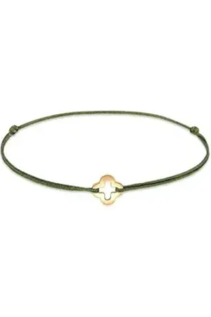 Elli Armband Kleeblatt Nylon Bändchen 925er Silber vergoldet goldfarben