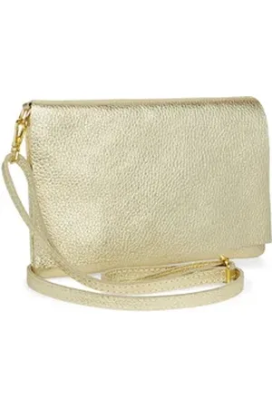 CASPAR Clutch Abendtasche Stilvolle Damen Leder Tasche -CLASSIC LINE- Modell No.839, leicht, elegant & unempfindlich - 100% Echtleder - Handmade in Italy goldfarben