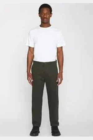 Knowledge Cotton Apparal Chinohose CHUCK regular im cleanen Look grün 34