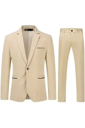 Allthemen Anzug (2 tlg) Herrenanzug Slim Fit Hochzeitanzug für Männer braun 56