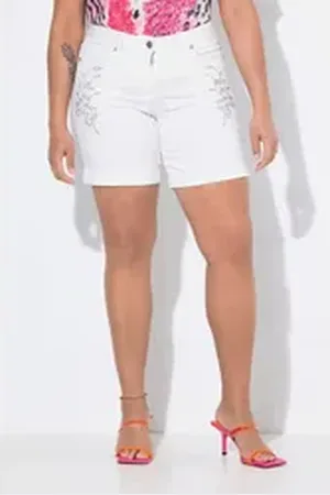 Miamoda Regular-fit-Jeans Jeans-Shorts Wide Legs Glitzersteinchen weiß 56