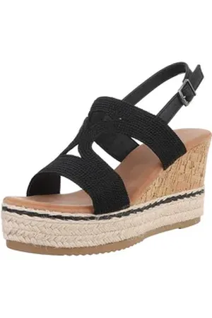 Ital-Design Modische Espadrilles mit Keilabsatz für Damen Plateausandaletten (89372827) Keilabsatz/Wedge Keilsandaletten in Schwarz schwarz 36 EU