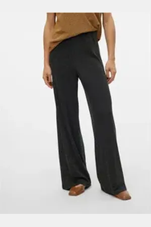 VERO MODA Schlupfhose VMKANVA NW GLITTER WIDE PANT JRS mit Glitzereffekt schwarz S (36)