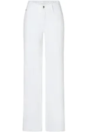 Mac 5-Pocket-Jeans Damen Jeans DREAM WIDE Straight Fit (1-tlg) weiß 40/32