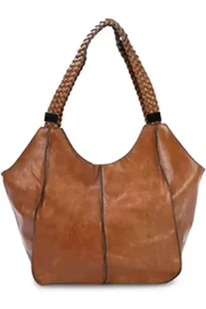 Harpa Umhängetasche ZOELLA, geflochtene Henkel braun 28 cm