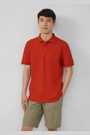 QS by s.Oliver Kurzarmshirt Poloshirt aus Baumwollpiqué Logo rot L