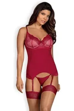 Obsessive Corsage OB Rosalyne corset & thong red - (S/M) rot