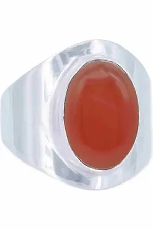 mantraroma Silberring RAHMAT aus 925 Silber mit Karneol (Ring mit Schmuckbeutel), Damenring aus 925er Silber orange 60