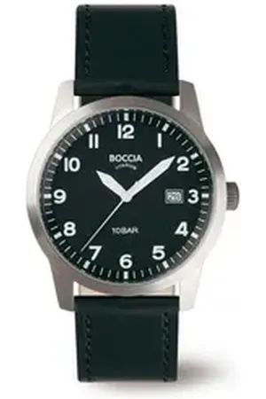 Boccia Titanium Boccia Uhr Herrenuhr Reintitan, Lederband schwarz