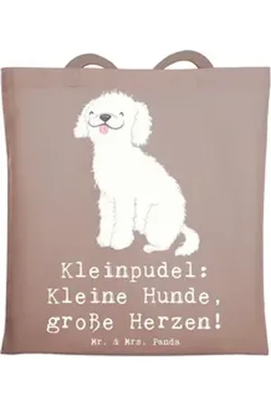 Mr. & Mrs. Panda Tragetasche Kleinpudel Liebe - Braun Pastell - Geschenk, Strandtasche, Beuteltasc (1-tlg) braun
