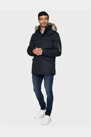 Threadbare Parka mit Kunstfell an der Kapuze blau L